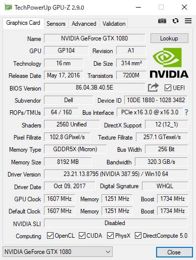 GPU-ZŁuNVIDIA GeForce GTX 1080Tiv