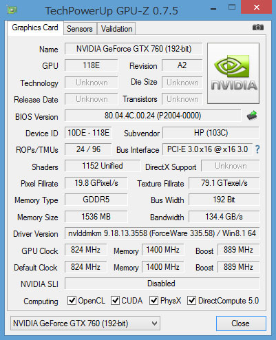 GeForce GTX 760GPU-ZŌ