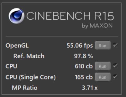 CINEBENCH R15スコア(第10世代 Core i5-10210U)