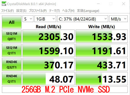 ŐV^CvCrystalDiskmark 8.0ŁA256GB M.2 PCIe NVMe SSD𑪒