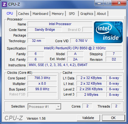 CPU-ZPentium B950i2.1GHzj