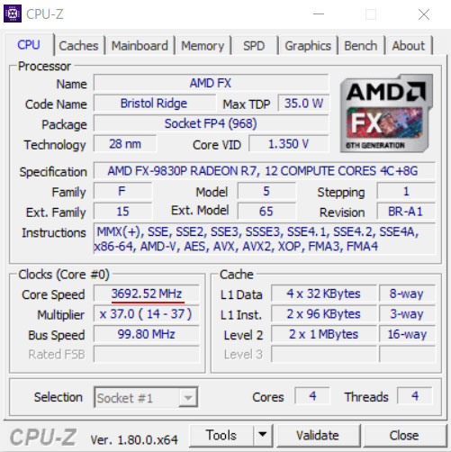 CPU-ZŁu7 AMD FX 9830P vZbTv