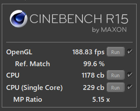 CINEBENCH R15ɂ11 Core i7-11800H vZbT̃XRA