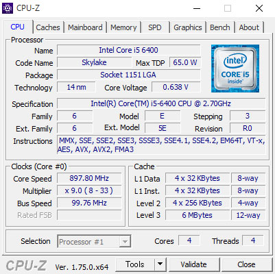 Core i5-6400CPU-ZŌ