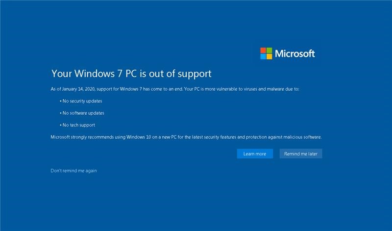 ug Windows 7 PC ̓T|[gΏۊOɂȂĂ܂vƂʒm\܂Bij