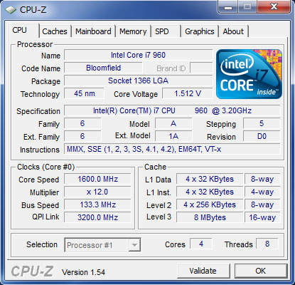 Core i7-960(3.20GHz/3.46GHz)CPU-ZŊmF
