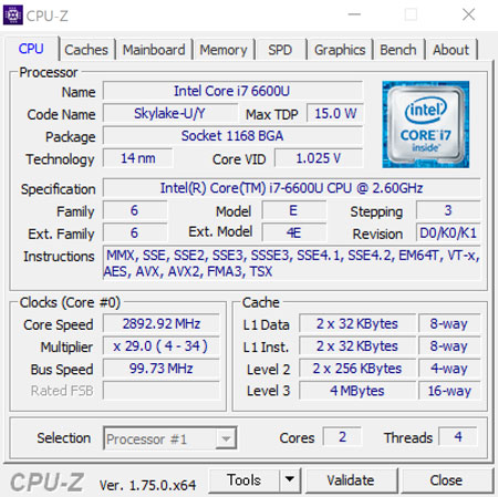 6 Intel Core i7-6600UCPU-ZŌ