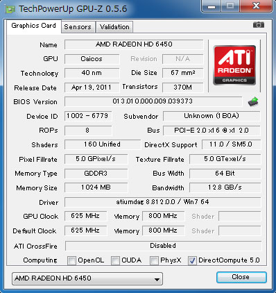 AMD Radeon HD 6450GPU-ZŌ