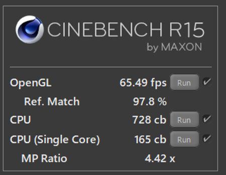 CINEBENCH R15XRAiPO Core i7-1065G7j