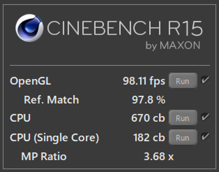 CINEBENCH R15XRAiPP Core i7-1165G7j