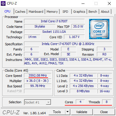CPU-ZŁuCe Core i7 6700T vZbT[ (Nbh RA, 8MB LbV, ő3.6GHz܂ŉ\ ^[{ u[Xgt)v