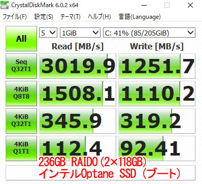 236GB RAID0i2~118GBjCeOptane SSD