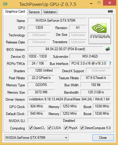 GeForce GTX 970MGPU-ZŌ