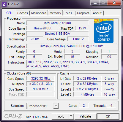 Core i7-4600Ui2.1`3.3GHzj