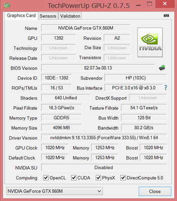 GeForce GTX 860MGPU-ZŌ
