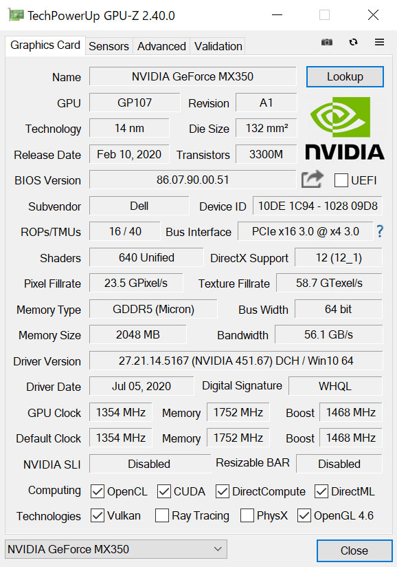 uNVIDIA GeForce MX350 with 2GB GDDR5 OtBbNX [vGPU-ZŌB
