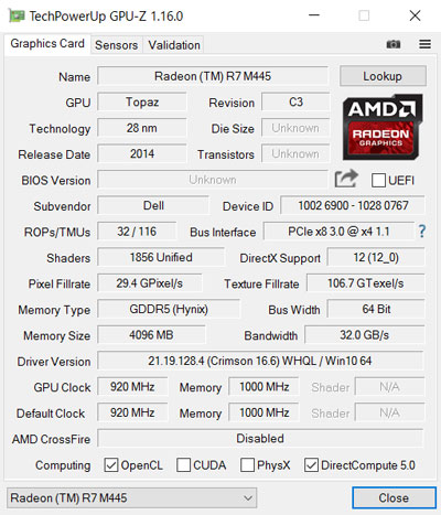 AMD Radeon R7 M445 OtBbNXGPU-ZŌ