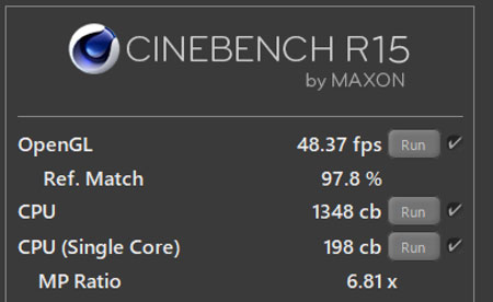 CINEBENCH R15ɂ10Ce Core i5-10505 vZbT[ (6RA, 12M LbV, 3.2GHz - 4.6GHz)̃XRA