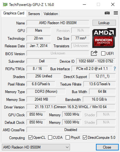 AMD Radeon HD 8500MGPU-ZŌ