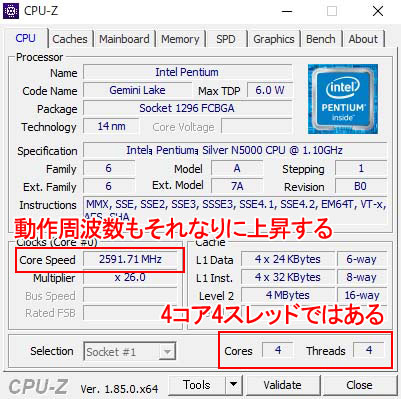 uCe Pentium Vo[ N5000 vZbT[ (4M LbV, ő 2.7 GHz܂ŉ\)vCPU-ZŌ