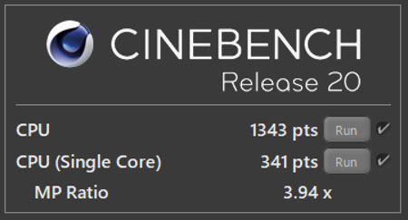 CINEBENCH R20ɂ11 Ce Core i7-1165G7 vZbT[̃XRA