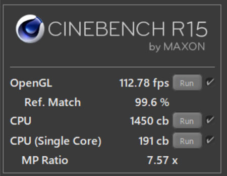 CINEBENCH R15ɂ11 Core i7-11390H̃XRA