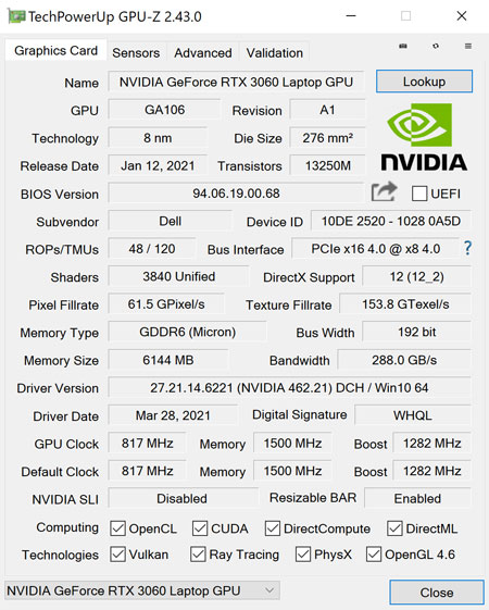 uNVIDIA GeForce RTX 3060 6GB GDDR6 [70W]vGPU-ZŌ